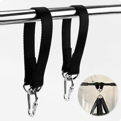 2 Piezas Cuerda para Columpio de árbol, Kit de Montaje para Hamacas y Columpios,Fijación para Hamaca para Uso Interior y Exterior, 2 Mosquetones y 2 Anillos en D, Capacidad de Carga de 500 kg