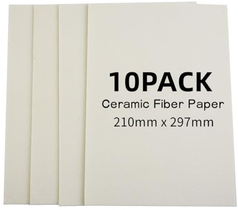 10Pcs Ceramic Fiber Paper, A4 3mm High Temperature Ceramic Fiber Rectangle Paper Insulation Gasket Paper, Exhaust Pipe Oven Chimney Glass Gasket Sealing Material for Stove Furnace Fireplace