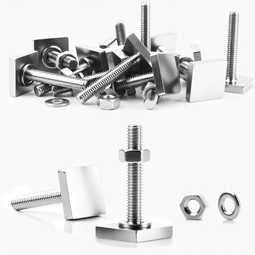 SWTYExt 4 Stück T-Nut Adapter Nutensteine M6x35mm, 20x20mm | Nutensteine M6 Edelstahl, mit Muttern Unterlegscheiben, Kompatibel für Thule Dachbox Halterung, Relingträger, Fahrradträger
