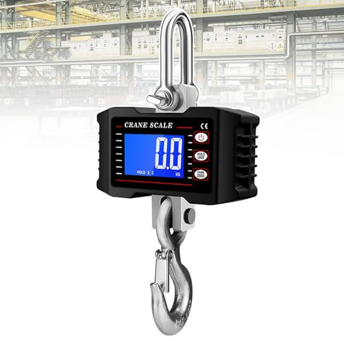 Dinamometro Elettronico Industriale Con Dispositivo Anti-Disaccoppiamento, Scocca in Alluminio Pressofuso + Schermo Lcd HD, Unità Commutabile - Kg/Lb,Black-1000kg