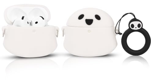 LEWOTE Compatibile con Apple Airpods 4 Custodia protettiva divertente e carina Cover 3D cartone animato con portachiavi[Serie Papà] (Luccicante fantasma)