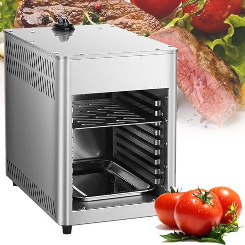VNATWGOO Asador De Horno para Carne A Gas Comercial De Temperatura Constante De 800 ℃, Asador De Carne A Gas De Acero Inoxidable, para Carne, Pizza, SalmóN, Frutas Y Verduras,NPJ002G