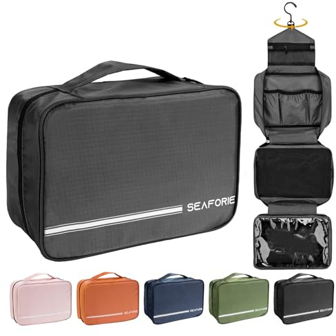 Seaforie Groß Kulturtasche, Kulturbeutel zum Aufhängen Kulturbeutel | Für Damen und Herren, 4-in-1 Wasserdicht Waschtasche für Reisen/Camping