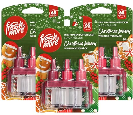 Fresh & More Nachfüller für 3Volution Christmas Bakery (3er Pack) 20ml | Lufterfrischer, Raumduft-Nachfüllflakons, süßes Gebäckaroma.