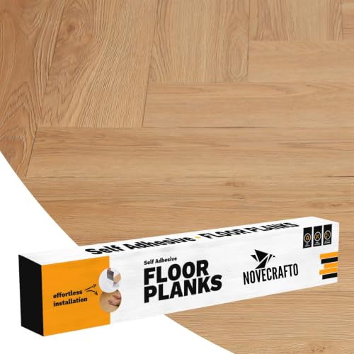 Self Adhesive Floor Planks - 7 Planks Pack Covering 10.47 sq ft / 0.97sqm | Each Stick On Tile Plank Measures 5.9x35.9in (91.4x15.2cm) | Peel And Stick Vinyl Flooring | Beige Wood Effect