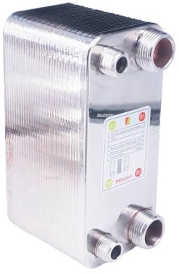 VCHICS Wärmetauscher, 32 Platten Wärmetauscher Bier Würze Kühler Kühler SUS 304 Edelstahl for Homebrew Kühlung Für Fußbodenheizung, Warmwasserbereitung