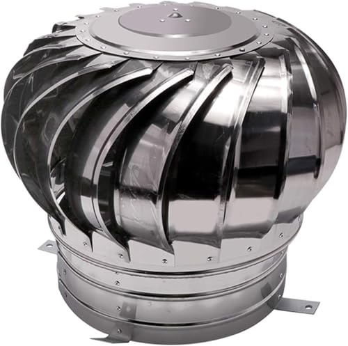 Zanotva Wind Chimney Exhaust Hood Stainless Steel Steady Hood Typhoon Roof Ventilator Rainproof Roof Replacement Balloon Air Outlet(300mm)