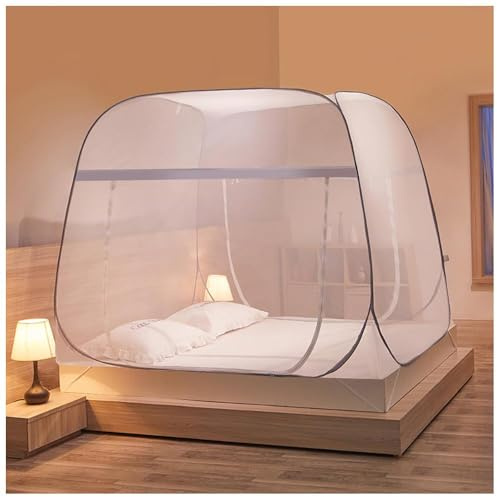 CCVVBFD Moskitonetz Bett Pop Up,Zusammenklappbares Moskitonetz,Mobiler Insektenschutz Moskitozelt,Bett Insektenschutz,Faltbares Anti Mosquito Bites Mückennetz für Outdoor,Schlafzimmer,Gray-1.2 * 2m