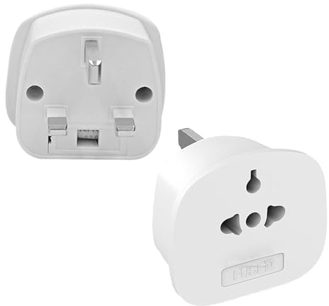 Adaptador de enchufe eléctrico Sghtil | 2 piezas cable de carga con enchufe - enchufe universal cargador de viaje enchufe del Reino Unido con fusible 13A para teléfonos cámaras fotográficas