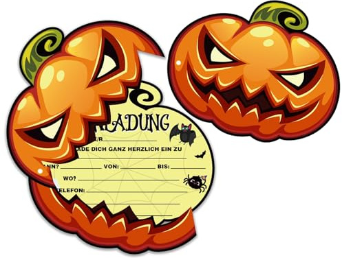 Xionghonglong Halloween Einladungskarten, 12PCS Kürbis Einladungskartens | Halloween Party Einladung Kindergeburtstag, Kürbis Einladungs, Gruselige Einladungskarte zum Geburtstag für Mädchen Junge