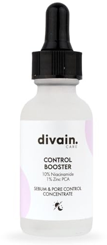 Gesichtsserum 30ml für fettige und Mischhaut, reduziert Poren und Glanz, mit Salicylsäure und Zink | Vegan | Control Booster | divain.Care | Reduziert Poren und Glanz · Mattiert · fettige und Mischhaut · Vegan · Hergestellt in Spanien