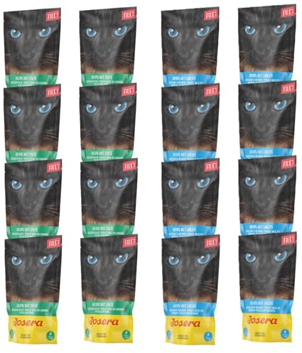 Josera Katzenfutter in Pads Geschmacksmix Filet Huhn mit Ente und Filet Hähnchen mit Lachs 16x70g