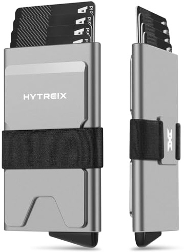 HYTREIX Minimalistische Geldbörse für Damen und Herren, schlanker, RFID-blockierender Kartenhalter mit Geldklammer, einfacher Zugriff auf Karten und Bargeld, leichtes und langlebiges Design, (Grey)