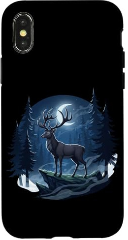 Forêt de Cerfs Nocturnes Chasseur Buck Cerf Chasse Bois de Chasse Coque pour iPhone X/XS