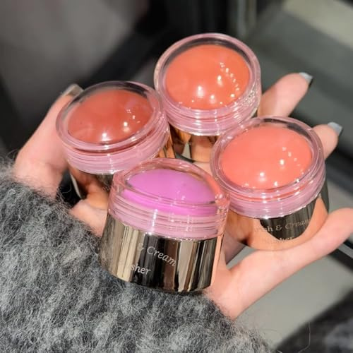 Ensemble de 4 couleurs Violet, Rose Bébé, Orange, Marron Crème, Stick Blush, Crème Hautement Pigmentée, Modulable et Légère, Lisse, Pour Modeler et Mettre en Lumière le Visage
