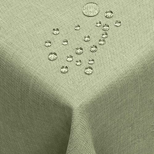 DecoHomeTextil Leinen Optik Tischdecke Eckig 135 x 180 cm Salbeigrün | wasserabweisend, fleckenabweisend, abwaschbar, Lotuseffekt