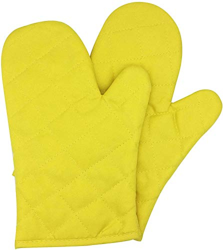 Voarge Ofenhandschuhe, Hitzebeständig Ofenhandschuhe Verdickte Hitzeresistente Topfhandschuhe Topflappen Backhandschuhe, 1 Paar (gelb)