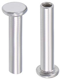 sourcing map Halbrohrnieten aus Aluminium, flach, 2 mm x 10 mm, silberfarben, 100 Stück
