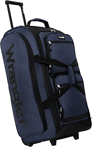 Wrangler Rolling Travel Duffel, Navy Blue, 30 Large
