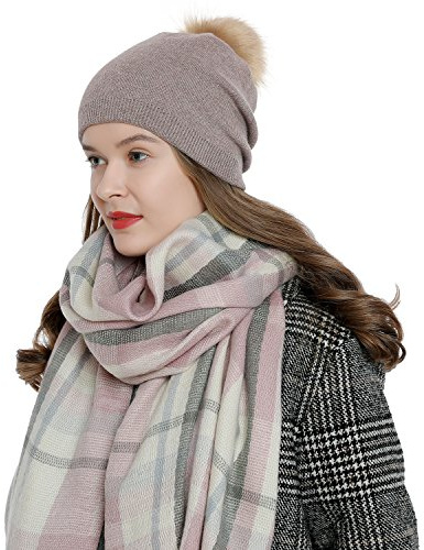 Damen Winter Mütze Bommelmütze Kunstfell Kunstpelz mit abnehmbaren Bommel