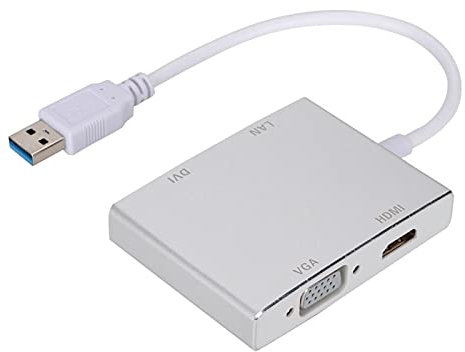 Convertisseur USB 3.0 vers LAN + DVI + HDMI + VGA, Adaptateur de Concentrateur Multifonctionnel en Alliage D'aluminium de usb C, Prise en Charge de la Sortie Double écran HDMI/VGA, Mini Convertisseur