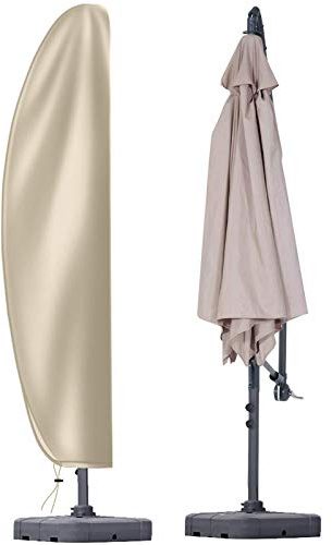 Patio Cantilever Umbrella Covers for Outdoor: Waterproof Offset Umbrella Cover Banana Style with Zipper fits 9FT to 14FT, Khaki