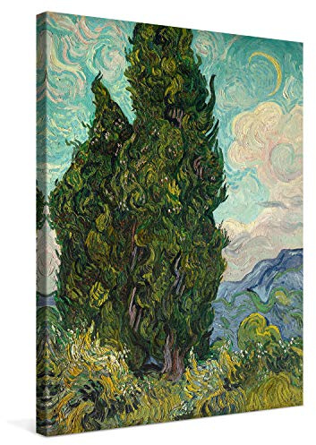 PICANOVA – Vincent Van Gogh Cypresses 60x80 cm – Bild auf Leinwand – Leinwandbild – Premium Leinwanddruck – Kunstdruck Auf 2cm Holz-Keilrahmen Für Schlaf- Und Wohnzimmer