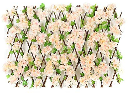 Yeglg Künstliche Blumen und Blätter, Hecke, Sichtschutz den Garten, ausziehbarer Sichtschutz, ausziehbarer Zaun aus Holz Balkon, Wand, Zuhause, Zaun, Dekoration