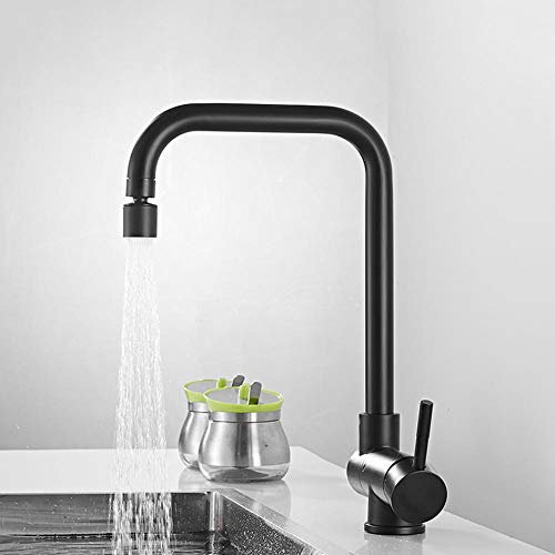Wasserhahn Küche Klappbar vor Fenster,Küchenarmatur Heiß und Kalt 2 Modi 360° Schwenkbar Edelstahl Armatur Küche-Schwarz