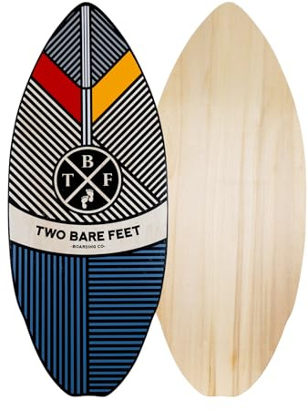 Two Bare Feet 41 Skimboard Suitable for Beginners, 7 Ply wooden construction with nose pre curve, Pin tail, Suitable for Adults and Kids (Aztec)
