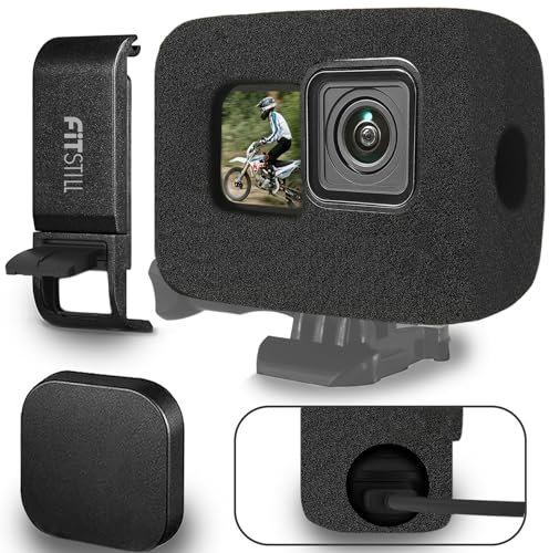 FitStill Windslayer Housse de Protection Coupe-Vent pour Go Pro Hero 13, 12, 11, 10, 9 - Mousse Noire Réduction du Bruit du Vent - Éponge pour Enregistrement Audio