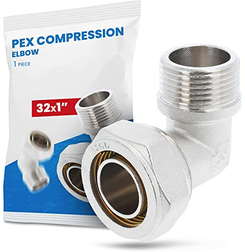 Vinkelkoppling PEX-AL-PEX Skruvkoppling Kompressionsbeslag Aluminium Kompositrör (Utvändig gänga 32x1'')