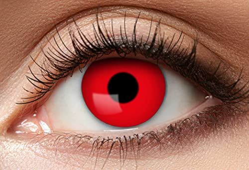 Balinco Monats Farbige Kontaktlinsen ohne Stärke, Weiche Hochwertige Motivlinsen für Cosplay, Halloween, Karneval, Partys & Festivals – Solid Red