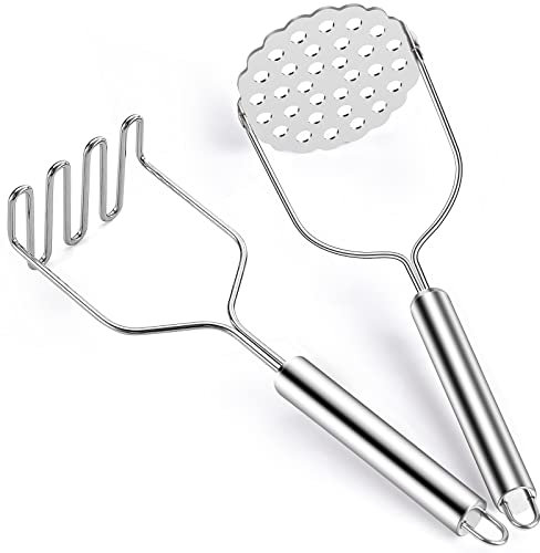 Sopito - Trituradora de patatas, 2 unidades, acero inoxidable, apta para lavavajillas, Potato Masher para verduras y frutas