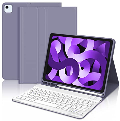 JADEMALL Tastiera per iPad Air 5 Generazione 10.9 2022/Air 4 Generazione 10.9 2020, Italiana QWERTY Tastiera Bluetooth Magnetica Staccabile per iPad Air 5/4 10.9 2022/2020, Viola