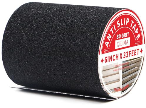 QILIMA Non-slip Tape Black High Traction Safety Track Tape-150MM X 10M Anti-Slip Adhesive Tape, Strong Traction Grip Tape, for Stairs,Treads,Steps,Ramps,Decks,Walkways