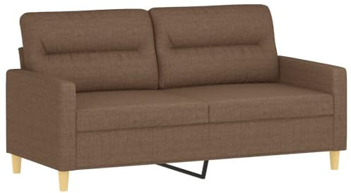 vidaXL Sofa 2-Sitzer, Loungesofa Couch mit Armlehnen Rückenkissen, Wohnzimmersofa Designsofa Metallgestell, Sitzmöbel Zweisitzer, Modern, Braun Stoff