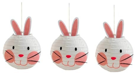 Ciieeo 3stücke Osterlaternen Hängende Kaninchen-Dekoration Für Kinderpartys Bunte Papierlaternen Für Fenster Wände Garten Fröhliche Osterfest-Dekoration
