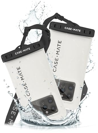 Case-Mate 2 Pack IP68 Waterproof Phone Pouch - Floating Waterproof Phone Case w/Crossbody Lanyard - Beach Cruise Ship Travel Essentials - Compatible w/All Devices, Touchscreen Friendly - Sand Dollar