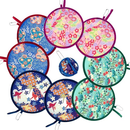 XDANWNG 8 PCS Round Folding Handheld Fan Portable Japanese Style Summer Foldable Fan for Festival Party Wedding Gifts Home Decor Home Office (Random Color), YIUY-XIDIAN-5214