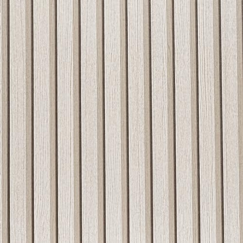 LOVADA Wood Slat Wallpaper Peel and Stick Dead Wood Color 17.5x100 Inch Flat Finish Self Adhesive Wall Covering Wabi Sabi Japanese Inspired Minimalist Bedroom Decor