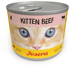 JOSERA Nassfutter Kitten Beef (6X 200g) | Katzenfutter nass mit Rind | Kitten | Premium Dosenfutter für wachsende Katzen | Rind & Fleischbrühe | mit Lachsöl | getreidefrei | Anti-Haarballen