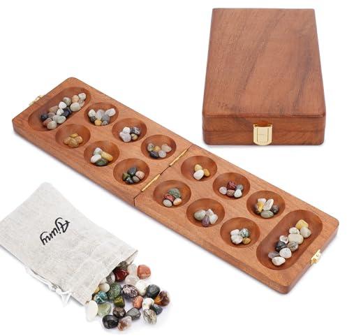 Ajuny Hus Bao Kalaha Mancala brädspel trä fällbar bräda familjespel