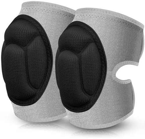 flintronic 1 Par Rodilleras Trabajo, Protección para la Rodilla, Esponja Eva De 20 Mm de Grosor, Antideslizantes para Rodilleras Voleibol Ajustables Adecuadas para Voleibol, Baile, Jardín- L (Gris)