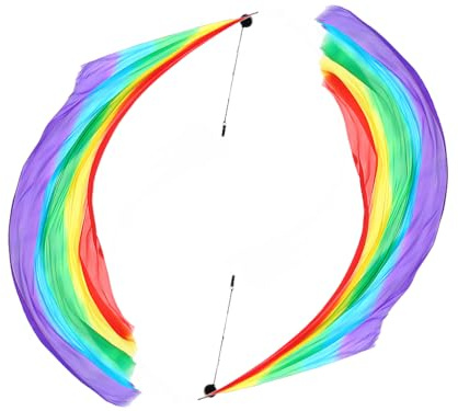 Hitopin 2 set di palle da lancio per danza del ventre, velo colorato, in seta, Poi per lanciare palle Poi Streamer con Poi Balls palla di danza del ventre, per prestazioni di danza del ventre, per
