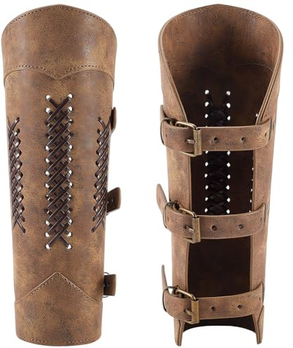 GORGECRAFT 2 Stück Mittelalterliche Armschützer Aus Antikem Bronze Kunstleder LARP Handschuh Vintage Renaissance Ritterarmschienen PU Leder Handgelenkmanschetten Armschienen Armband Cosplay Halloween