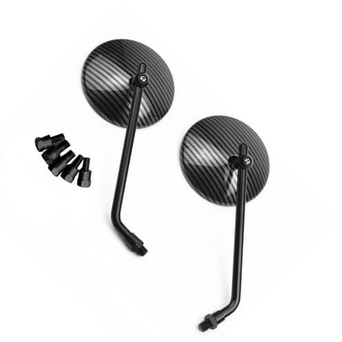 Lenkerendenspiegel Für Royal Enfield Für Continental GT Für Interceptor 650 Schwarze Motorrad Rückspiegel Runde Cafe Racer Seitenspiegel 10 Mm Rückspiegel Seitenansicht am Lenker(Kohlefaser)