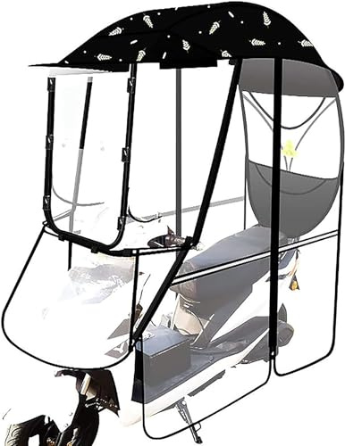 Motor Scooter Umbrella - Universal Fully Enclosed, Waterproof Canopy for Mobility Sun Shade and Rain Cover, Fold-Away Design for Easy Use