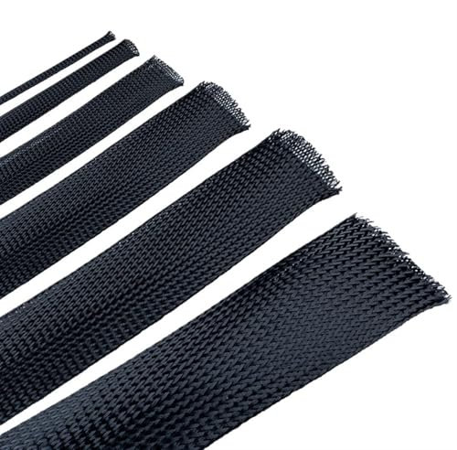 Ayztantine Cable Sleeve 10Meter Black Insulated Braid Sleeving 4-30mm Tight PET Wire Cable Gland Protection Cable Sleeve(30mm)