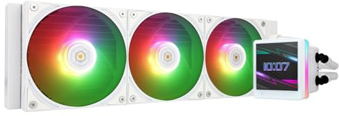 Thermalright Grand Vision 360 ARGB Weiß AIO CPU Flüssigkeitskühler, IPS LCD-Bildschirm mit 480x480 Auflösung, für AM5/Intel LGA1851/1700, '3,4 Zoll' Magnetabsorbierender LCD-Bildschirm für Bilder